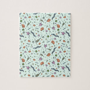 Microscopische dieren in blauw legpuzzel