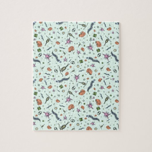 Microscopische dieren in blauw legpuzzel (Verticaal)