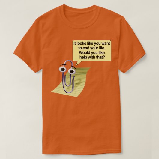 Microsoft Clippy Suicide Assistant Meme shirt Paro (Design voorkant)