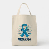 Microtia Bewustzijn Nationale Dag Oor Blauw Lint Tote Bag (Achterkant)