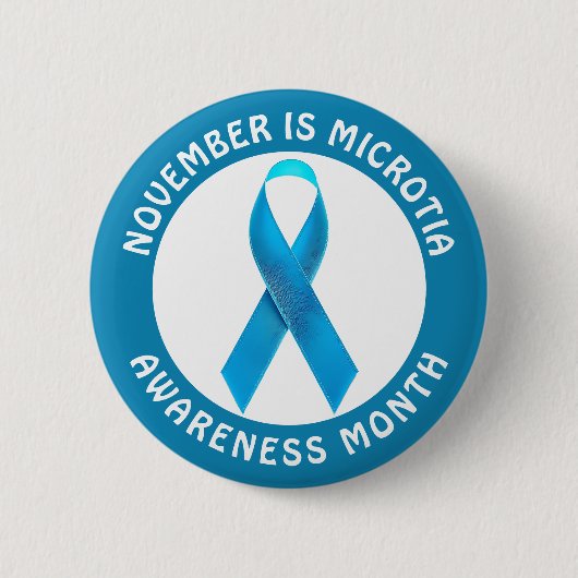 Microtia Blauwe Bewustzijnsmaand Lint Ronde Button 5,7 Cm (Voorkant)