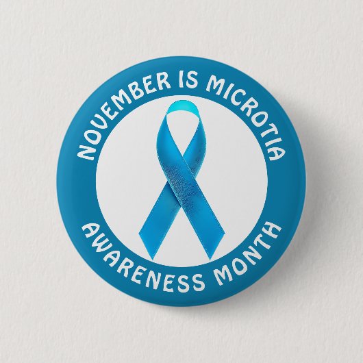 Microtia Blue Awareness Month Ribbon Ronde Button 5,7 Cm (Voorkant)