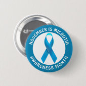 Microtia Blue Awareness Month Ribbon Ronde Button 5,7 Cm (Voorkant /achterkant)