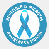 Microtia Blue Awareness Month Ribbon Ronde Sticker (Voorkant)
