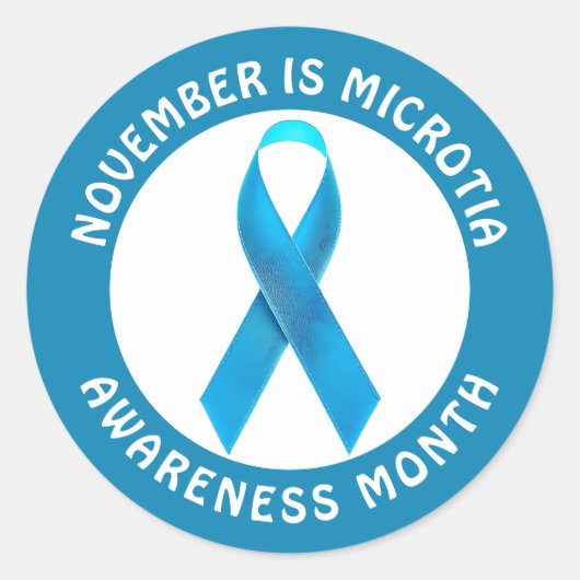 Microtia Blue Awareness Month Ribbon Ronde Sticker (Voorkant)