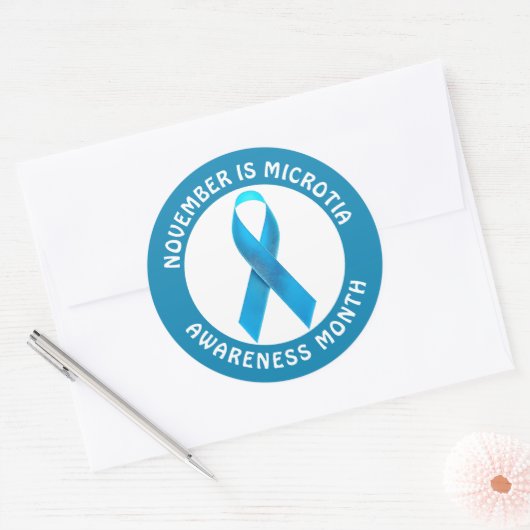 Microtia Blue Awareness Month Ribbon Ronde Sticker (Envelop)