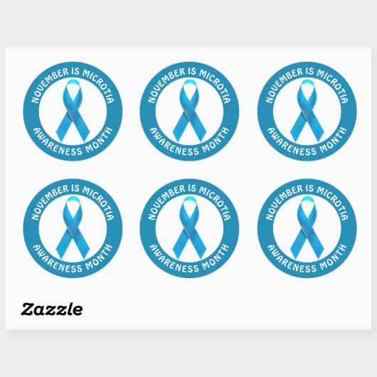 Microtia Blue Awareness Month Ribbon Ronde Sticker (Vel)