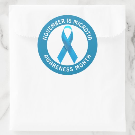 Microtia Blue Awareness Month Ribbon Ronde Sticker (Tas)