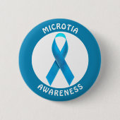 Microtia Blue Awareness Ribbon Ronde Button 5,7 Cm (Voorkant)