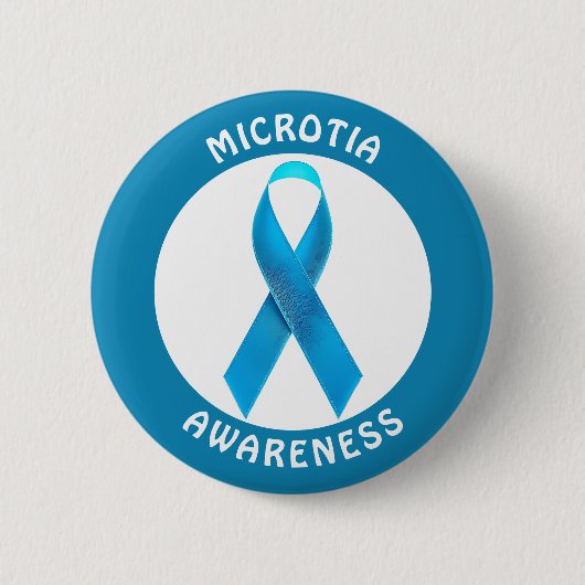 Microtia Blue Awareness Ribbon Ronde Button 5,7 Cm (Voorkant)