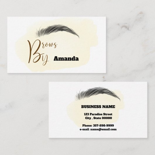 Microverblindende kunstenaar in bruin visitekaartj visitekaartje (Voorkant / Achterkant)