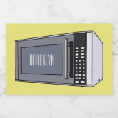 Microwave cartoon illustration voedselcontainer etiket (Enkel label)