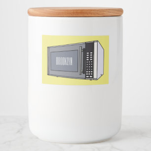 Microwave cartoon illustration voedselcontainer etiket
