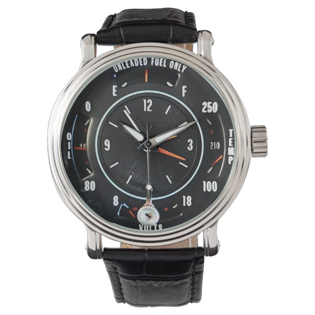 Mid 1970s Classic Car Clock With Gauges Horloge (Voorkant)