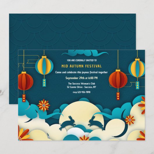 Mid Autumn Festival 2 Uitnodiging (Voorkant / Achterkant)