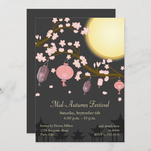 Mid Autumn Festival Flowering Tree Lantern Kaart (Voorkant / Achterkant)