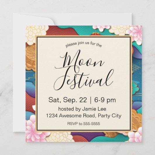 Mid-Autumn Festival Lanterns Bunnies Uitnodiging (Achterkant)