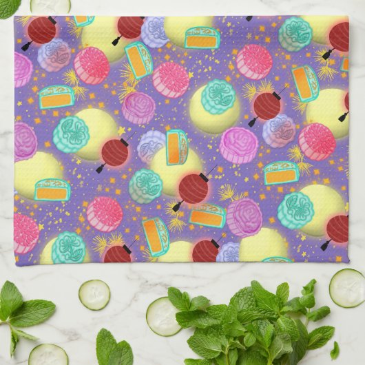 Mid Autumn festival lavender Kitchen Towel Theedoek (Gevouwen)