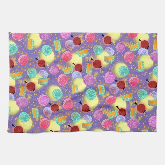 Mid Autumn festival lavender Kitchen Towel Theedoek (Horizontaal)