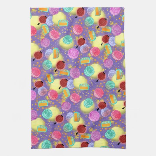 Mid Autumn festival lavender Kitchen Towel Theedoek (Verticaal)