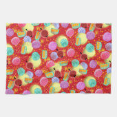 Mid Autumn festival mooncakes Red Kitchen Towel Theedoek (Horizontaal)