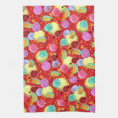 Mid Autumn festival mooncakes Red Kitchen Towel Theedoek (Verticaal)