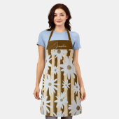 Mid Autumn Herfst Vibes Stripe Flowers Schort (Gedragen)