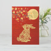 Mid-Autumn Moon Festival Konijn Feestdagenkaart (Staand voorkant)