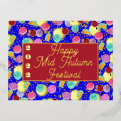 Mid Autumn mooncakes blue Folie Feestdagen Briefkaart (Voorkant)