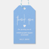 Mid Blue Baby Jongen Douche Kleine Hart Motief Cadeaulabel (Voorkant)