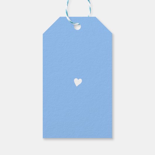 Mid Blue Baby Jongen Douche Kleine Hart Motief Cadeaulabel (Achterkant)