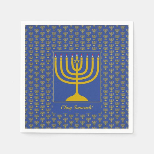 Mid Blue  | Chanukah | MENORAH Servet (Voorkant)