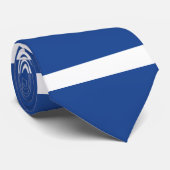 Mid-Blue en White Custom Horizontaal Gestreept Str Stropdas (Opgerold)