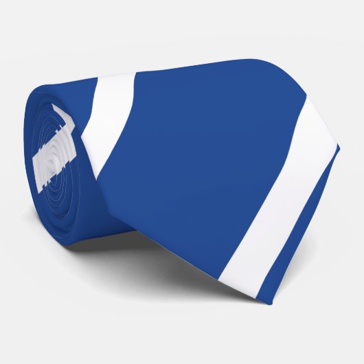 Mid-Blue en White Regimental Stripe Stropdas (Opgerold)