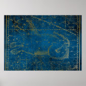  Mid Blue & Gold Star Map geïllustreerd Poster (Voorkant)