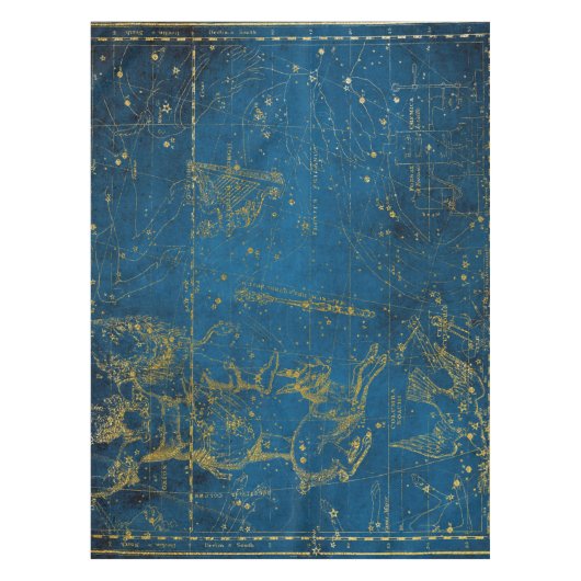  Mid Blue & Gold Star Map geïllustreerd Tafelkleed (Voorkant)