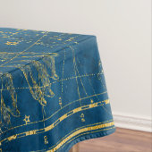 Mid Blue & Gold Star Map geïllustreerd Tafelkleed (Voorbeeld)