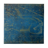  Mid Blue & Gold Star Map geïllustreerd Tegeltje (Voorkant)