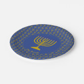 Mid Blue Hanukkah  MENORAH Papieren Bordje (Gekanteld)