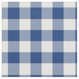 Mid Blue & White Gingham Plaid Stof