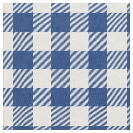 Mid Blue & White Gingham Plaid Stof (Close Up)