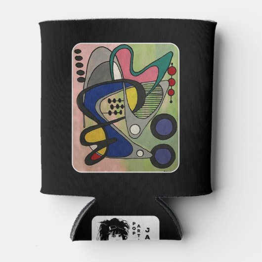 'Mid-Cent Mod Abst, Astro Picnic' schilderij op ee Blikjeskoeler (Voorkant)