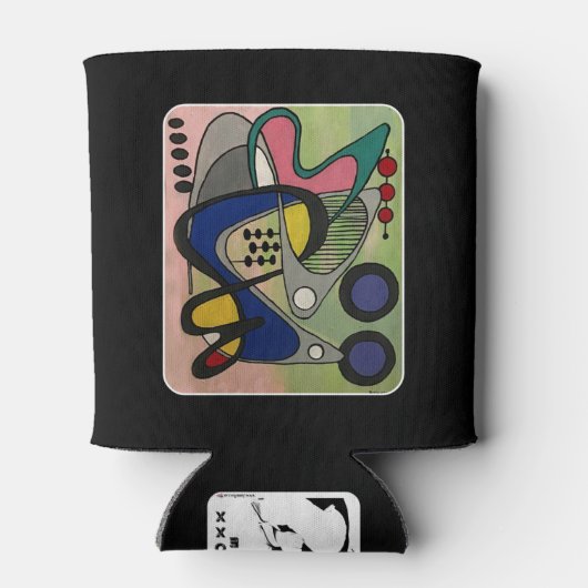 'Mid-Cent Mod Abst, Astro Picnic' schilderij op ee Blikjeskoeler (Achterkant)