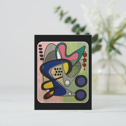 'Mid-Cent Mod Abst, Astro Picnic' schilderij op ee Briefkaart (Staand voorkant)