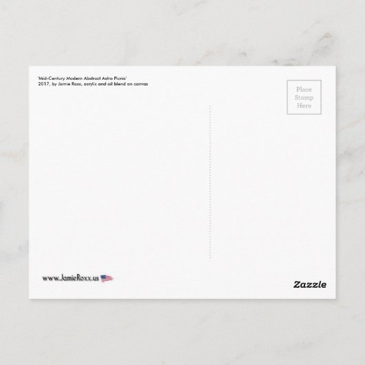 'Mid-Cent Mod Abst, Astro Picnic' schilderij op ee Briefkaart (Achterkant)