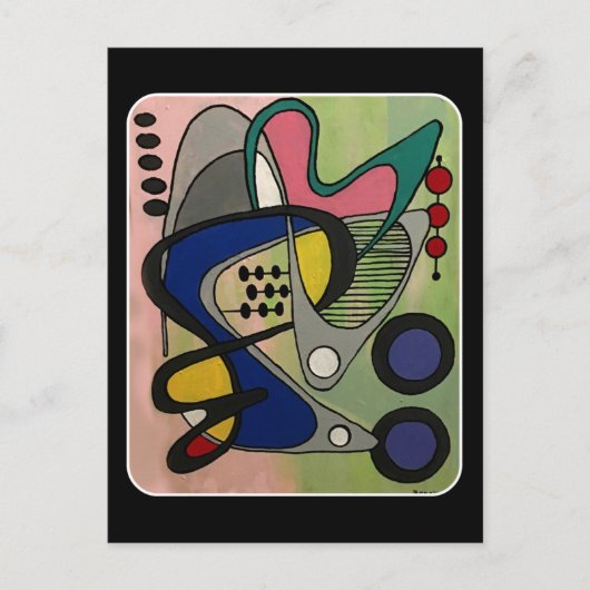 'Mid-Cent Mod Abst, Astro Picnic' schilderij op ee Briefkaart (Voorkant)