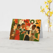 Mid Century 60s Christmas Kantoor Cocktail Party Kaart (Gele Bloem)