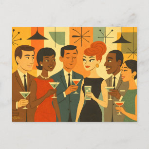 Mid Century 60s Kantoor Cocktailparty Briefkaart