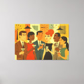 Mid Century 60s Kantoor Cocktailparty Canvas Afdruk (Voorkant)