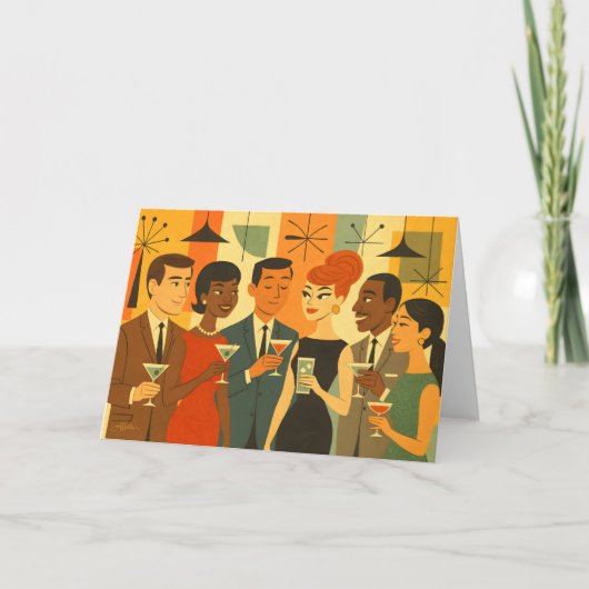 Mid Century 60s kantoor cocktailparty Kaart (Voorkant)